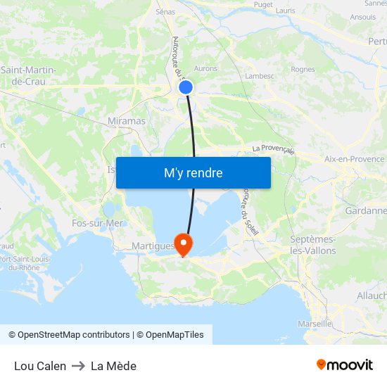 Lou Calen to La Mède map
