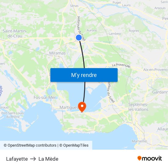 Lafayette to La Mède map