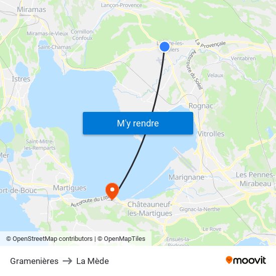 Gramenières to La Mède map