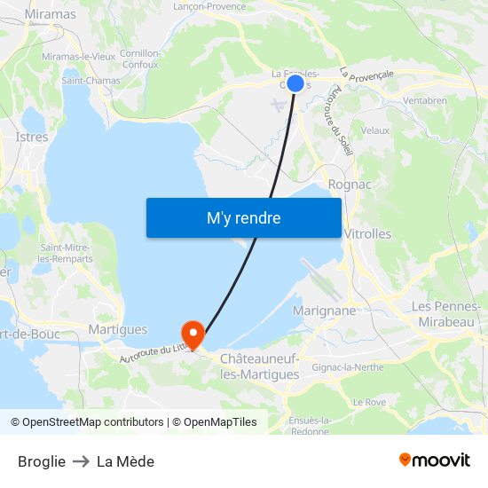Broglie to La Mède map