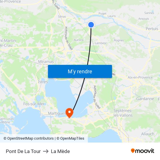 Pont De La Tour to La Mède map