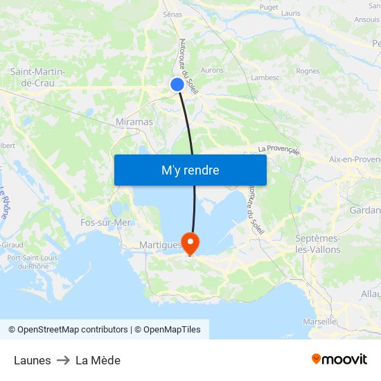 Launes to La Mède map