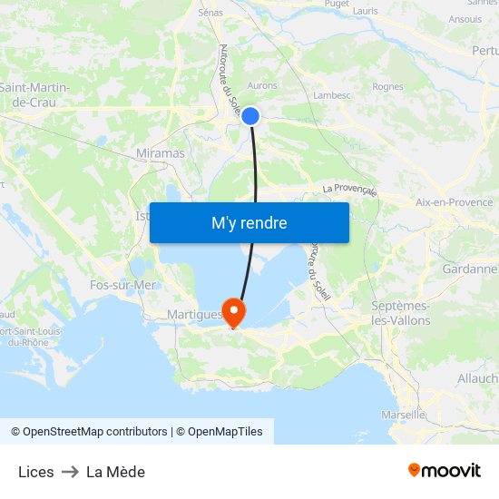 Lices to La Mède map