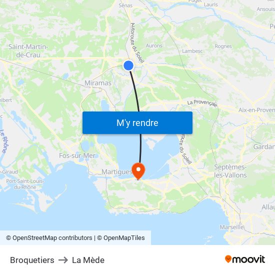 Broquetiers to La Mède map