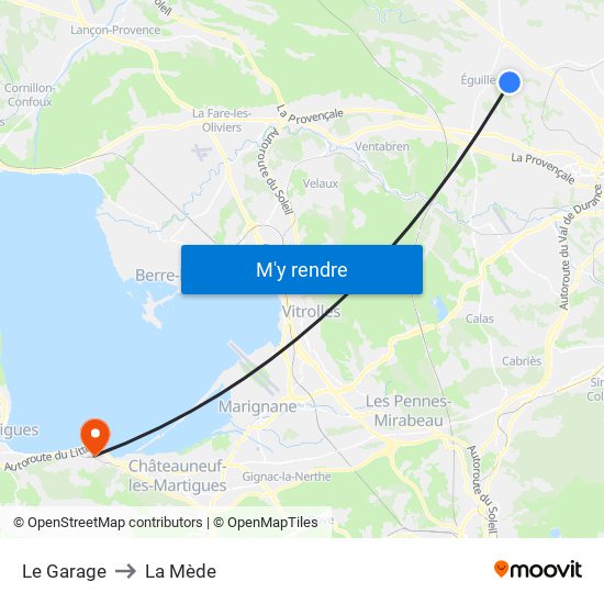 Le Garage to La Mède map