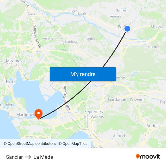 Sanclar to La Mède map