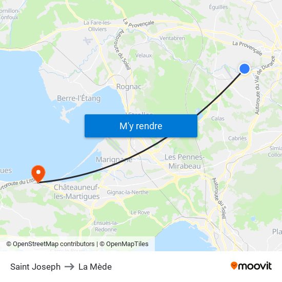 Saint Joseph to La Mède map