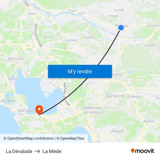 La Dévalade to La Mède map