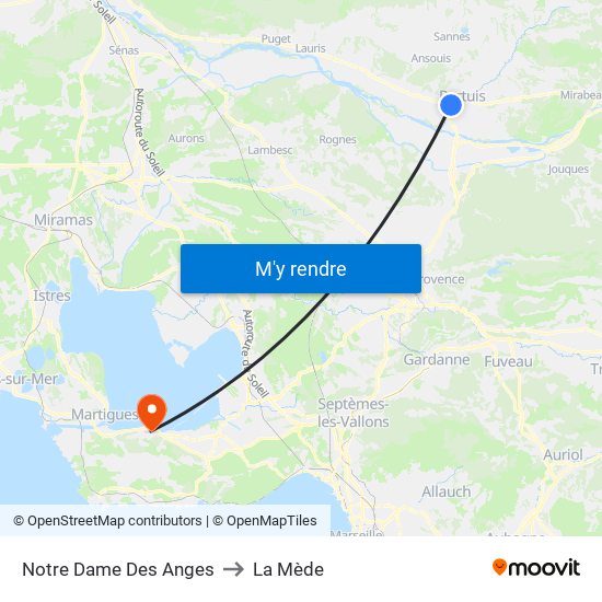 Notre Dame Des Anges to La Mède map