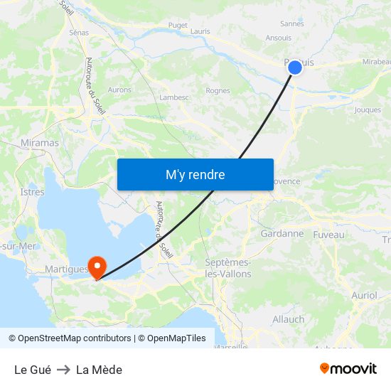 Le Gué to La Mède map