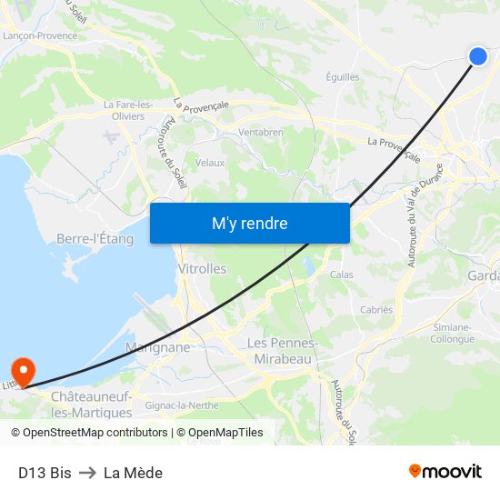 D13 Bis to La Mède map