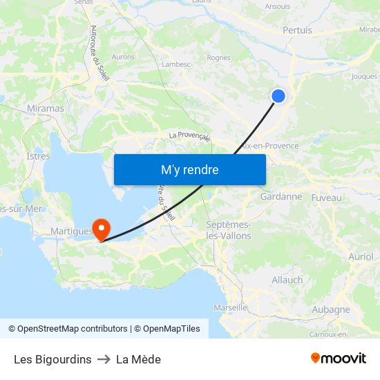 Les Bigourdins to La Mède map