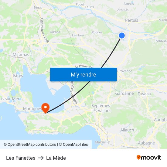 Les Fanettes to La Mède map
