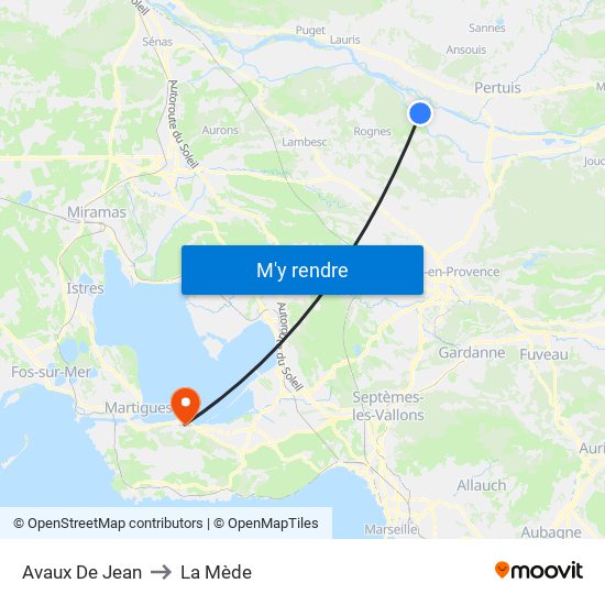 Avaux De Jean to La Mède map