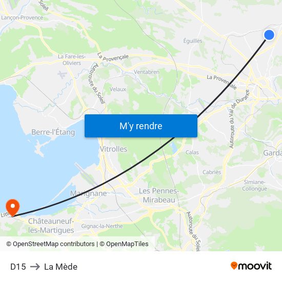 D15 to La Mède map