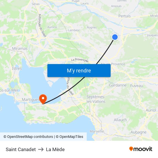 Saint Canadet to La Mède map
