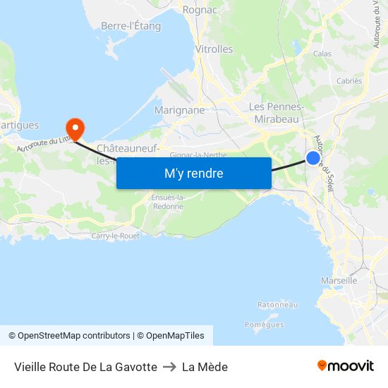 Vieille Route De La Gavotte to La Mède map