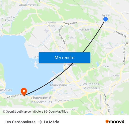 Les Cardonnières to La Mède map