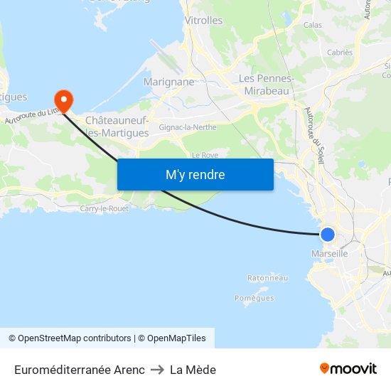Euroméditerranée Arenc to La Mède map