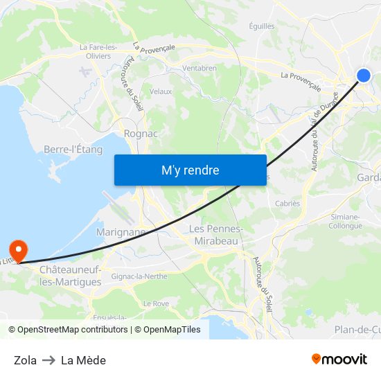 Zola to La Mède map