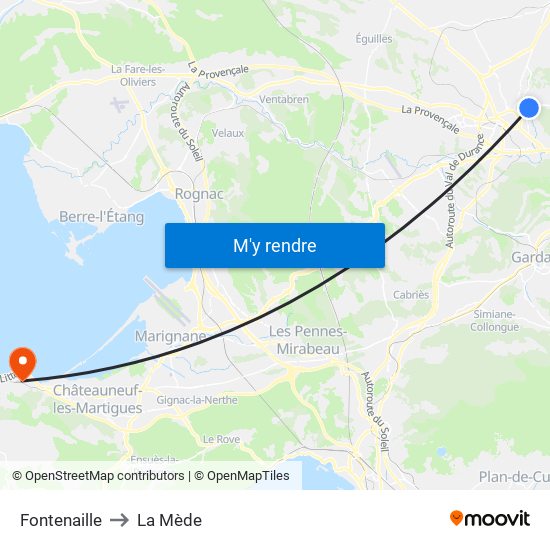 Fontenaille to La Mède map