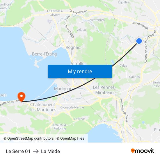 Le Serre 01 to La Mède map