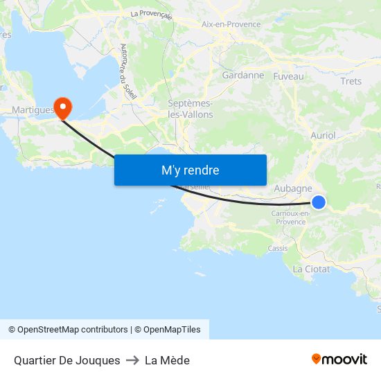 Quartier De Jouques to La Mède map