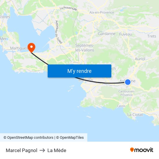 Marcel Pagnol to La Mède map