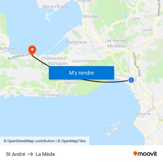 St André to La Mède map