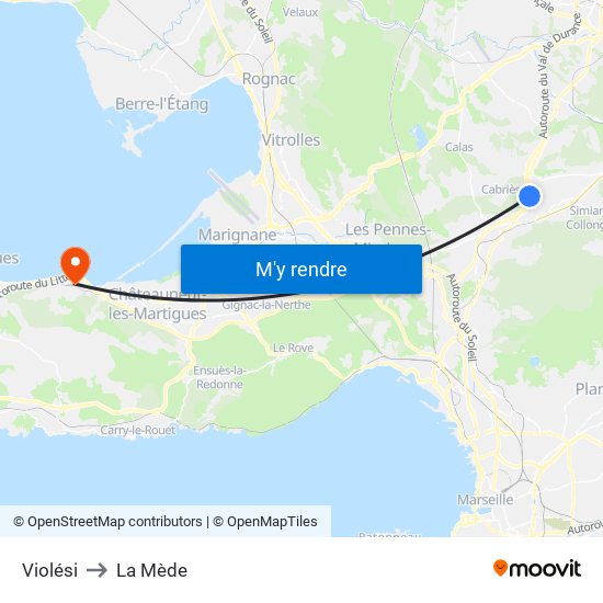 Violési to La Mède map