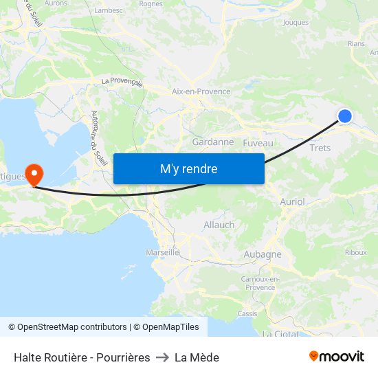 Halte Routière - Pourrières to La Mède map
