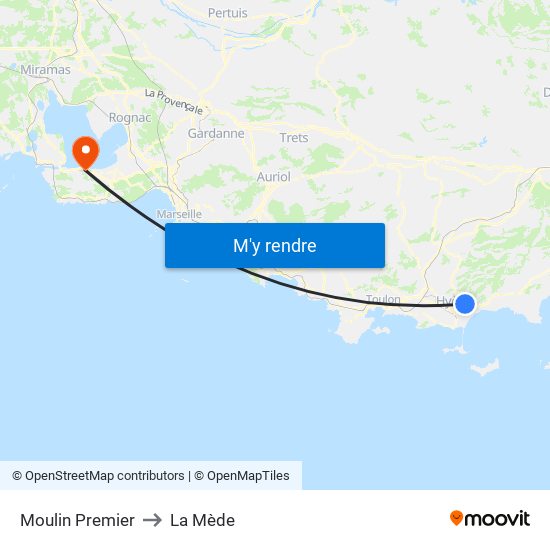 Moulin Premier to La Mède map