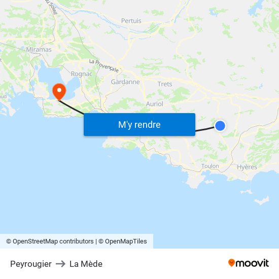 Peyrougier to La Mède map
