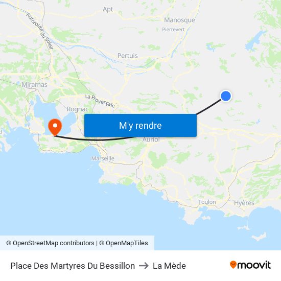 Place Des Martyres Du Bessillon to La Mède map