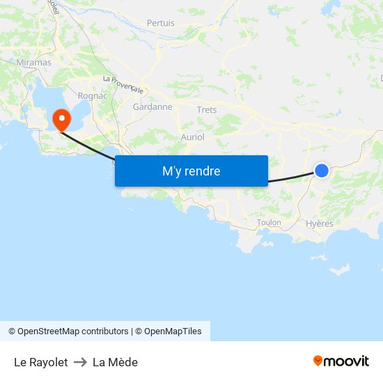 Le Rayolet to La Mède map