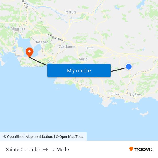 Sainte Colombe to La Mède map