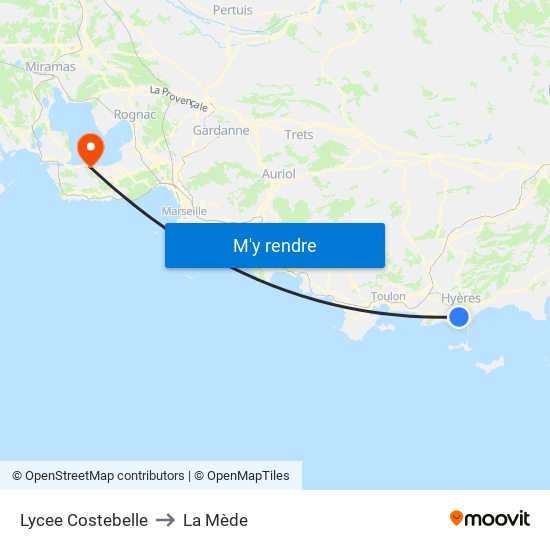Lycee Costebelle to La Mède map