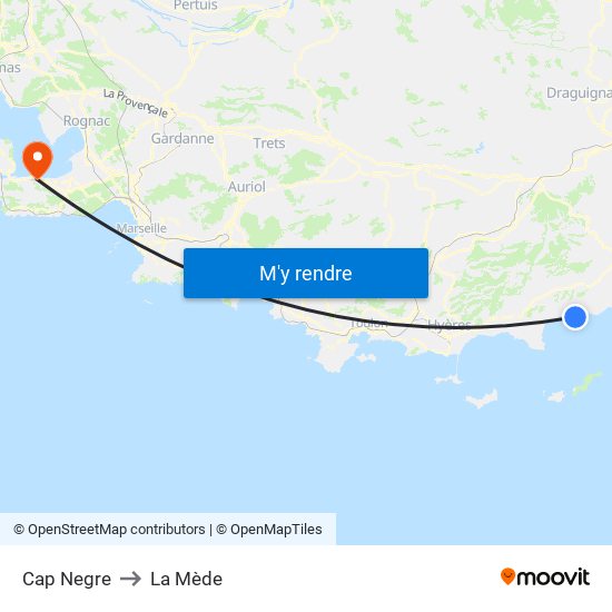 Cap Negre to La Mède map
