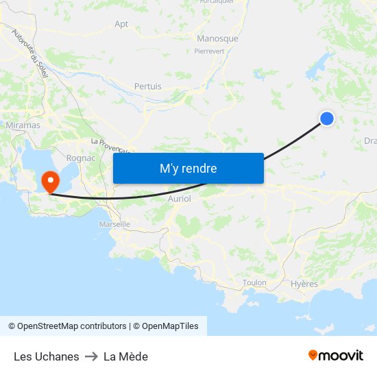 Les Uchanes to La Mède map