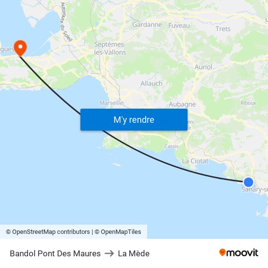 Bandol Pont Des Maures to La Mède map