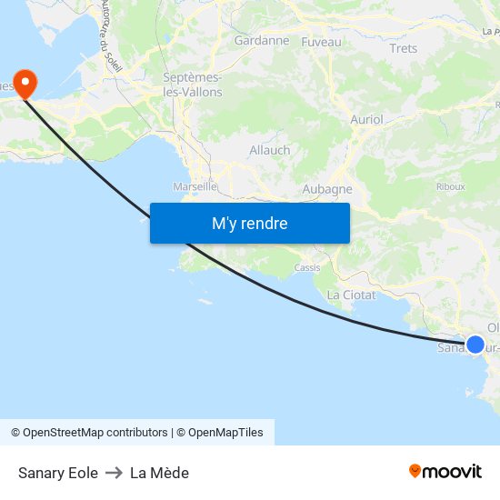 Sanary Eole to La Mède map