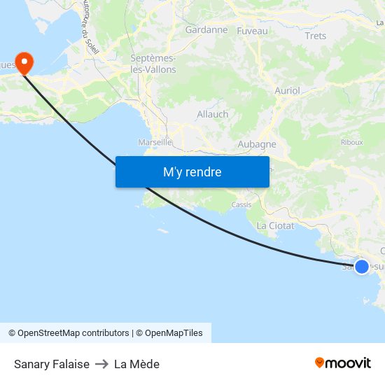 Sanary Falaise to La Mède map