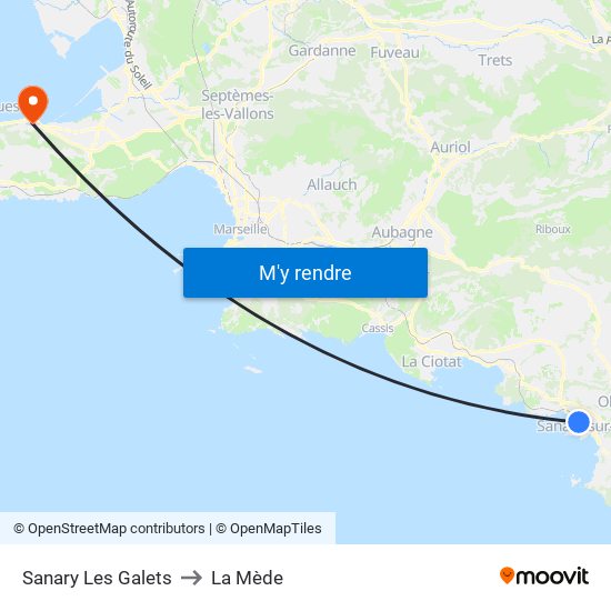 Sanary Les Galets to La Mède map