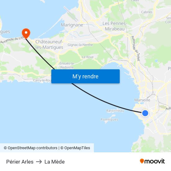 Périer Arles to La Mède map
