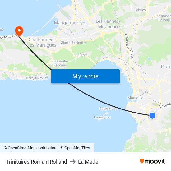Trinitaires Romain Rolland to La Mède map