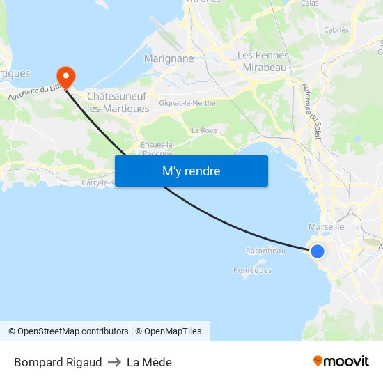 Bompard Rigaud to La Mède map