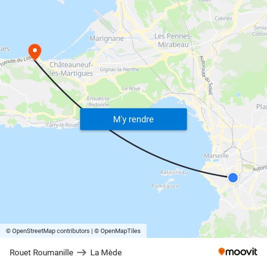 Rouet Roumanille to La Mède map