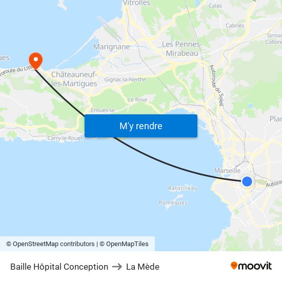 Baille Hôpital Conception to La Mède map
