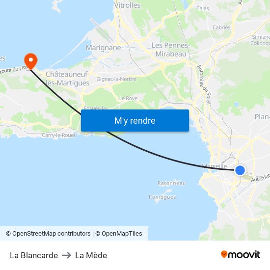 La Blancarde to La Mède map