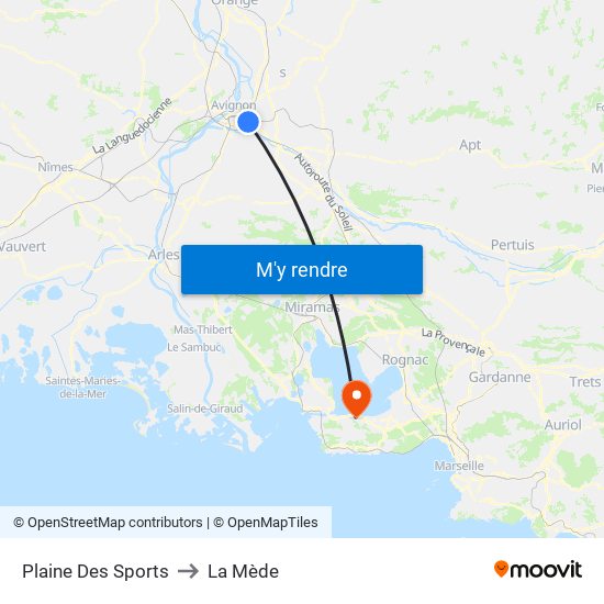 Plaine Des Sports to La Mède map